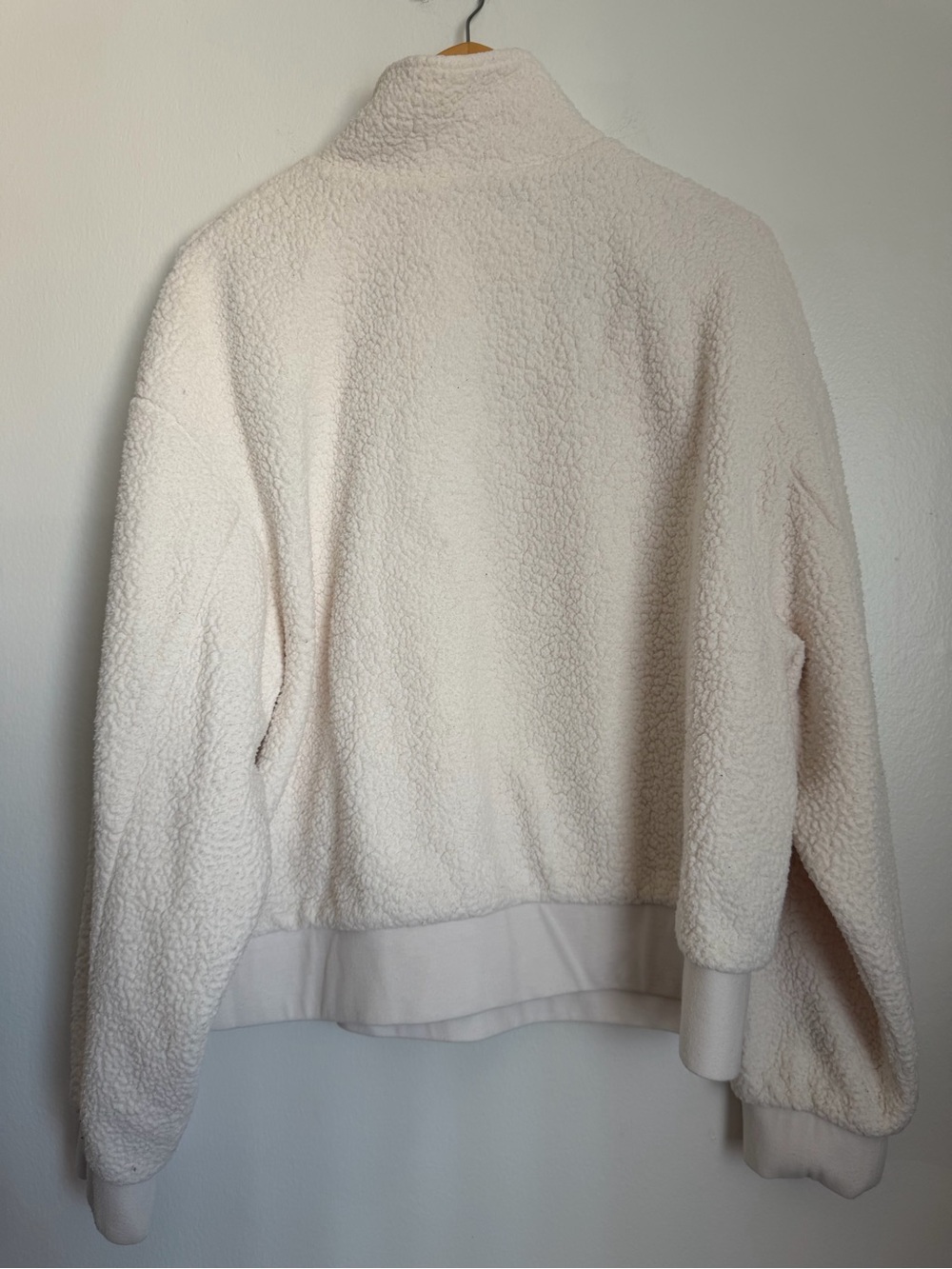 ALO Yoga Sherpa Cozy Sweater Half Zip Pullover Women Large Cream - Picture 8 of 10